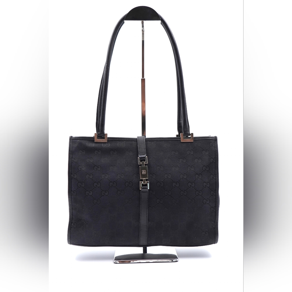 GORGEOUS GUCCI-black GG canvas Jacki